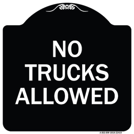 Signmission Parking Lot No Trucks Allowed Heavy-Gauge Aluminum Architectural Sign, 18" x 18", BW-1818-23419 A-DES-BW-1818-23419